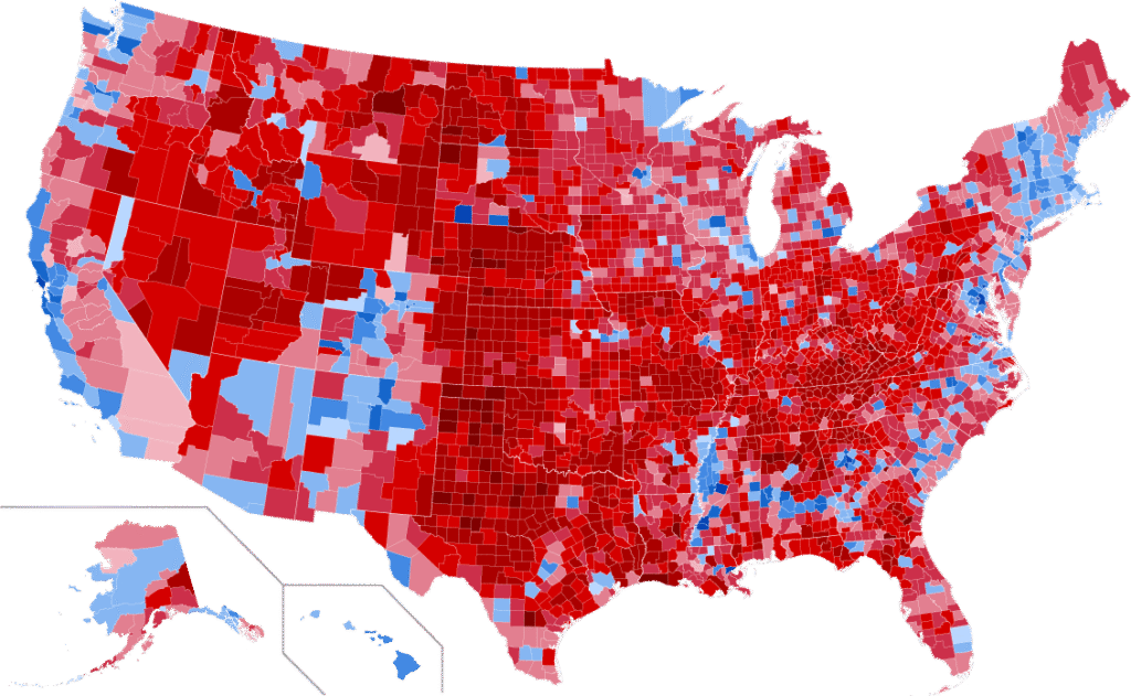 2024 United States presidential election results map by county
